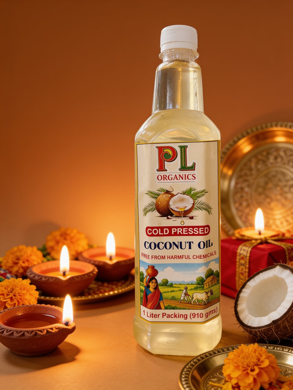 PL Organics Coconut Oil styled for festival gifting
