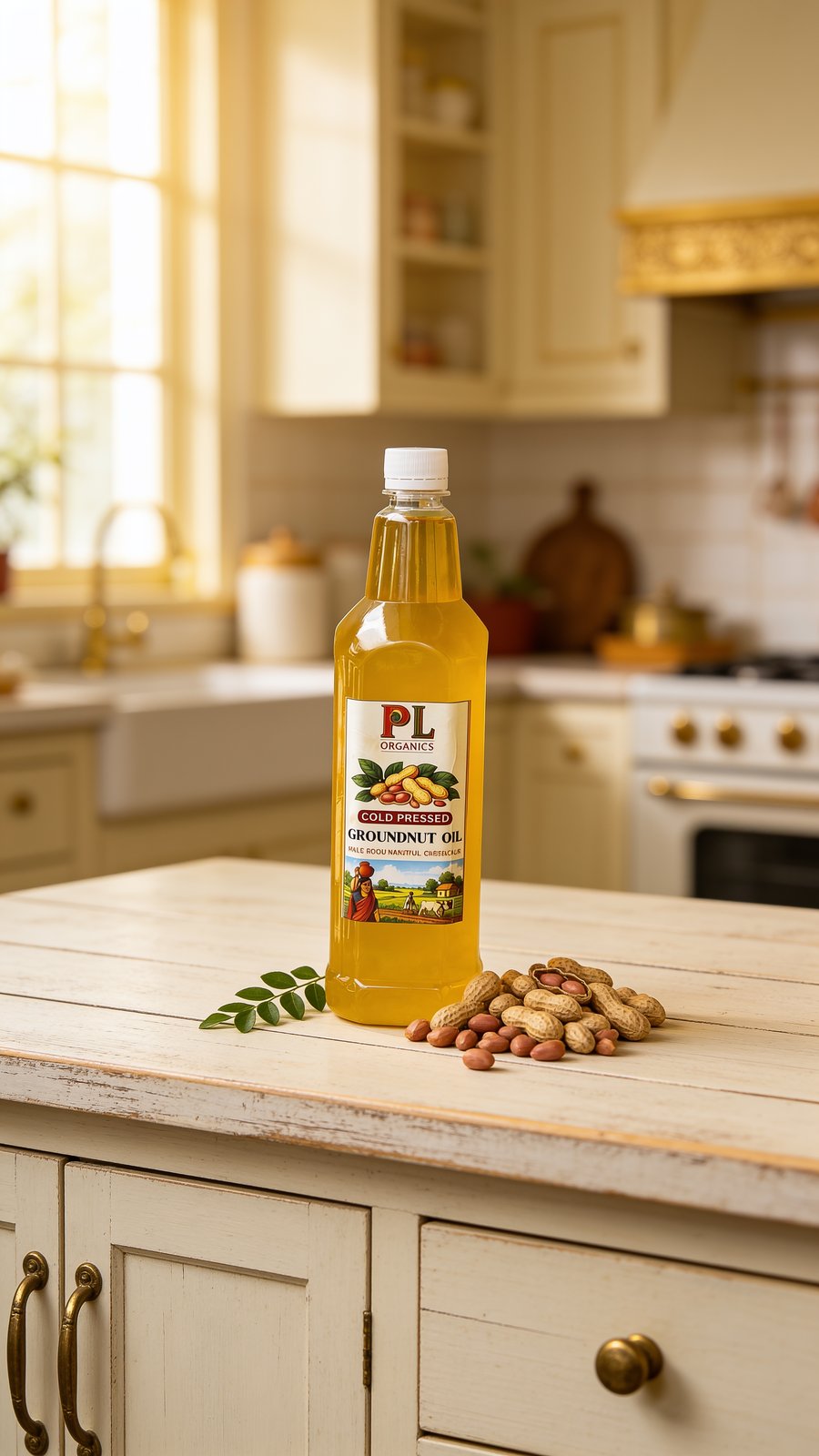 PL Organics Groundnut Oil in an everyday Indian kitchen