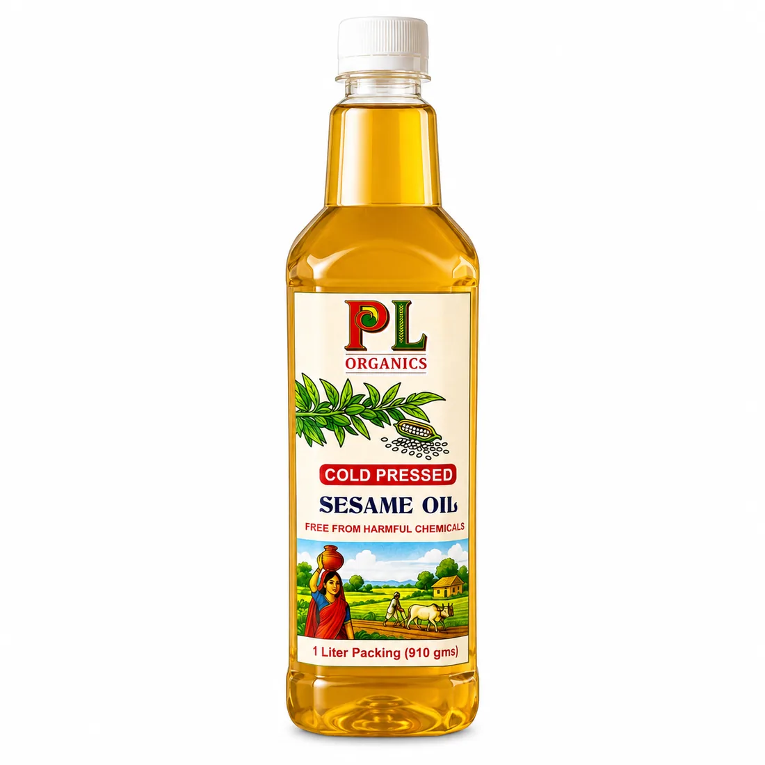 PL Organics White Sesame Oil bottle