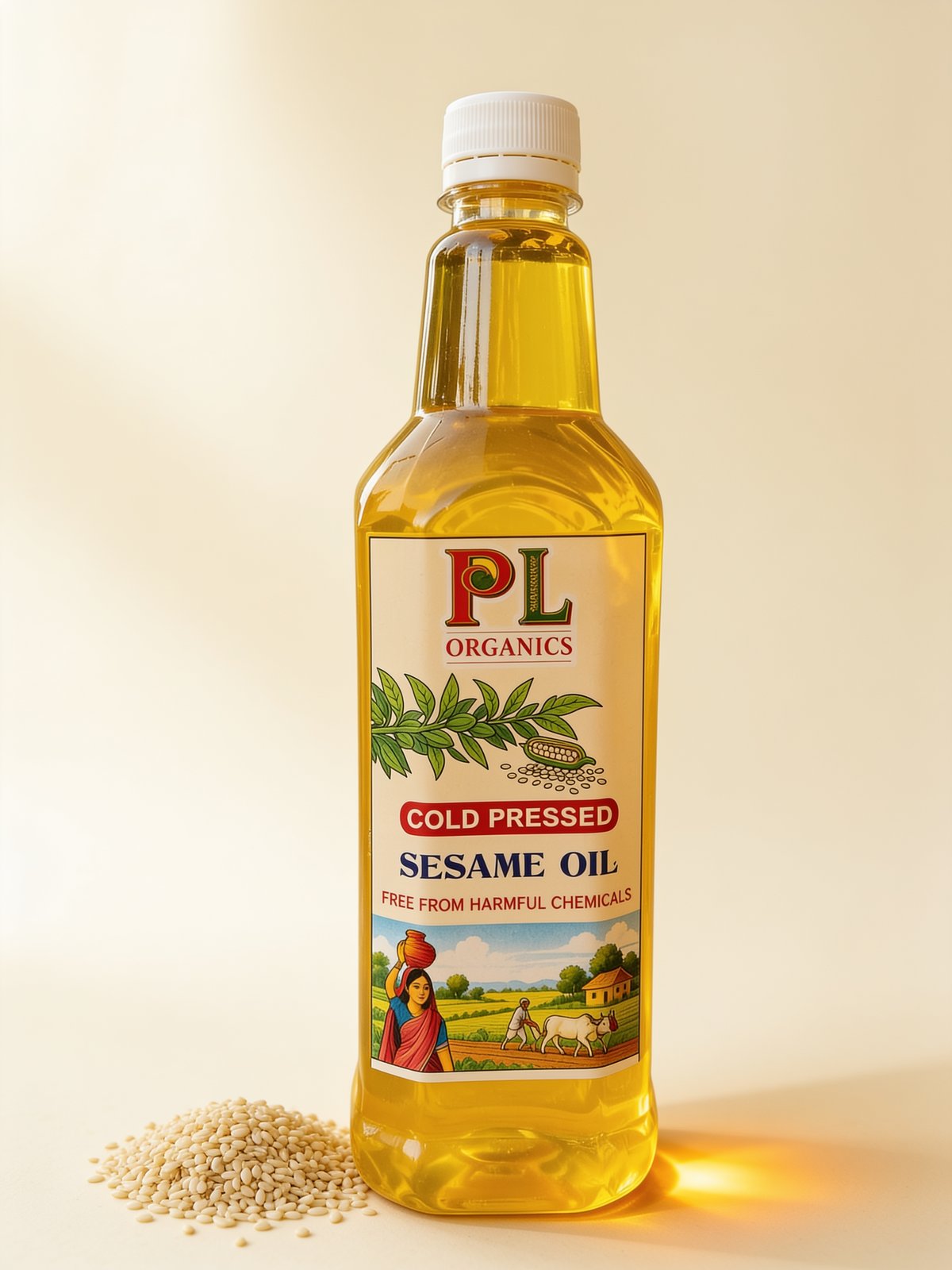 PL Organics White Sesame Oil studio product shot