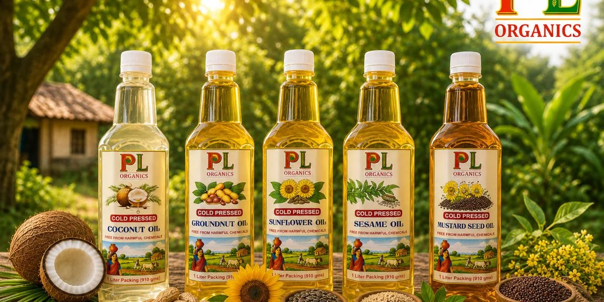 PL Organics wood-pressed oils in a natural farm setting